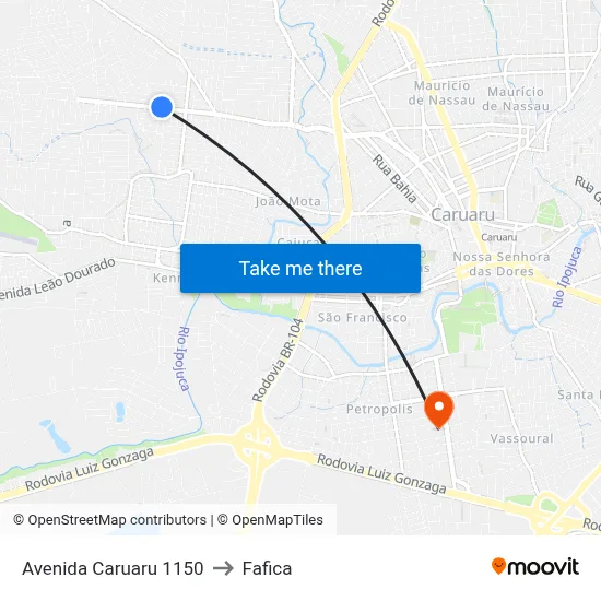 Avenida Caruaru 1150 to Fafica map