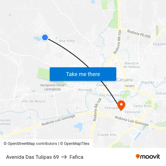 Avenida Das Tulipas 69 to Fafica map