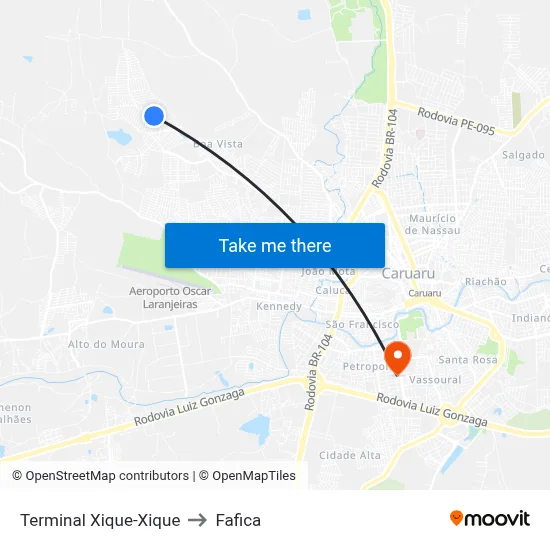 Terminal Xique-Xique to Fafica map
