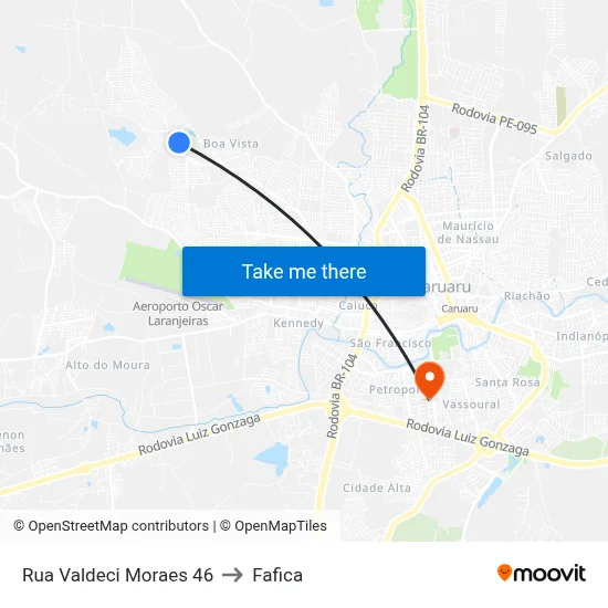 Rua Valdeci Moraes 46 to Fafica map