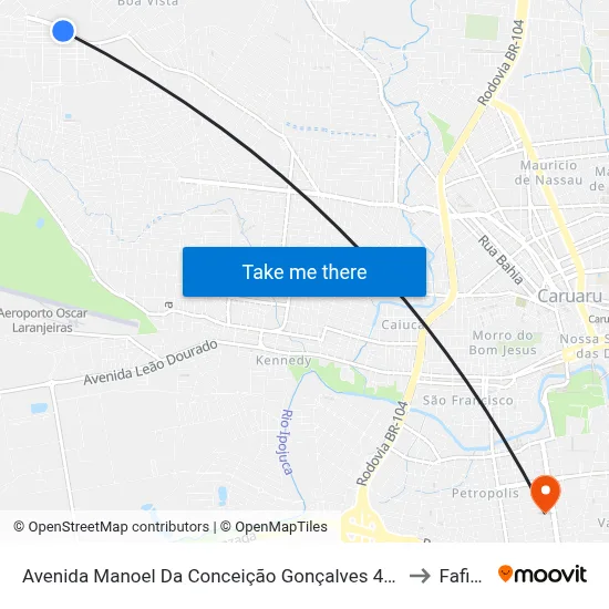 Avenida Manoel Da Conceição Gonçalves 444 to Fafica map
