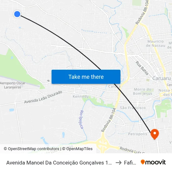Avenida Manoel Da Conceição Gonçalves 155 to Fafica map