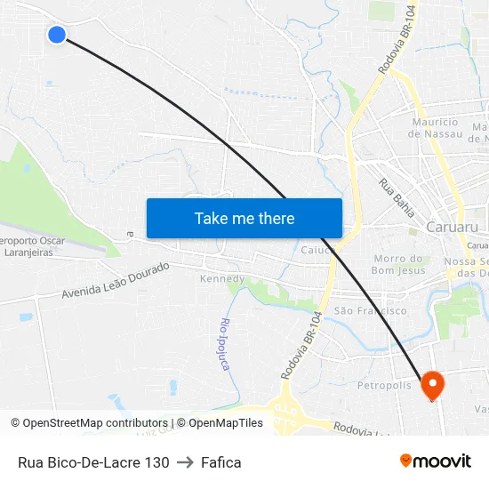 Rua Bico-De-Lacre 130 to Fafica map