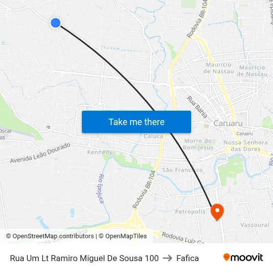 Rua Um Lt Ramiro Miguel De Sousa 100 to Fafica map