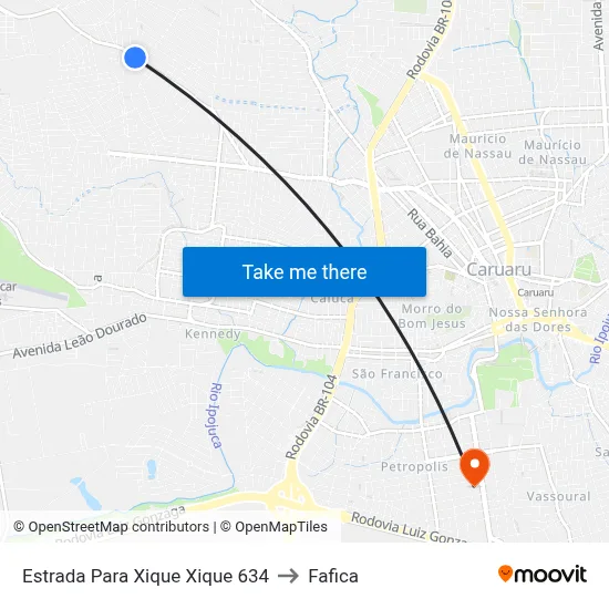 Estrada Para Xique Xique 634 to Fafica map