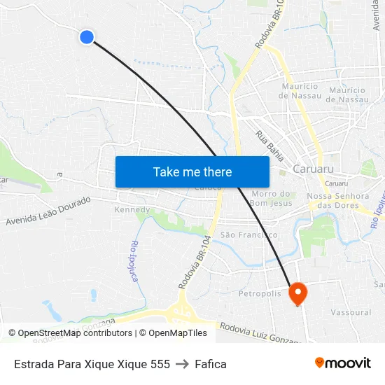 Estrada Para Xique Xique 555 to Fafica map