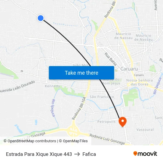 Estrada Para Xique Xique 443 to Fafica map