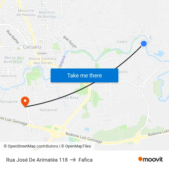 Rua José De Arimatéa 118 to Fafica map