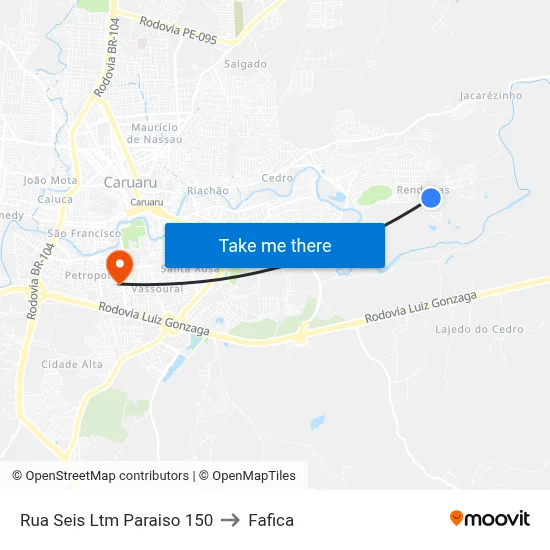 Rua Seis Ltm Paraiso 150 to Fafica map