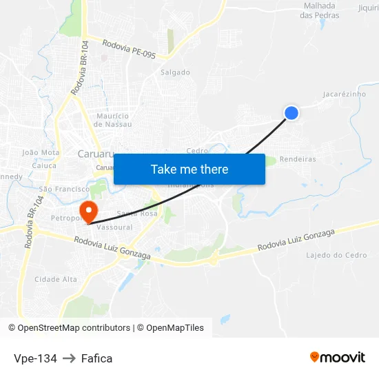 Vpe-134 to Fafica map