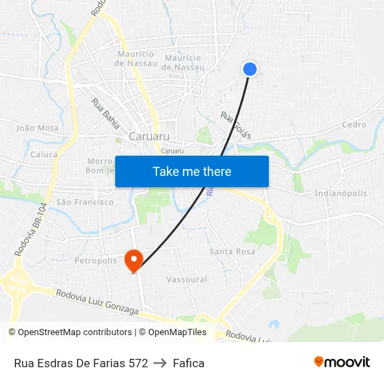 Rua Esdras De Farias 572 to Fafica map