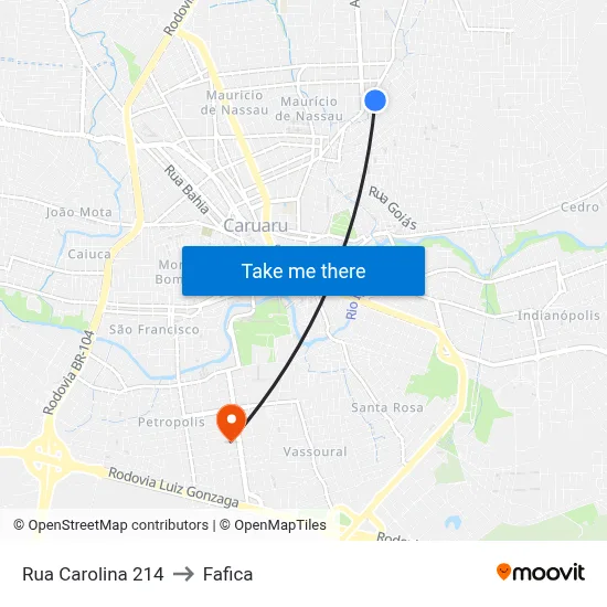 Rua Carolina 214 to Fafica map