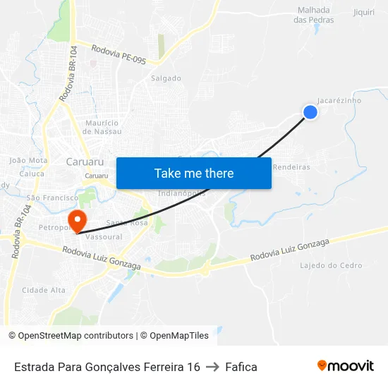 Estrada Para Gonçalves Ferreira 16 to Fafica map