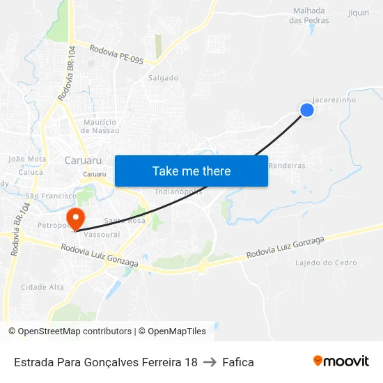 Estrada Para Gonçalves Ferreira 18 to Fafica map