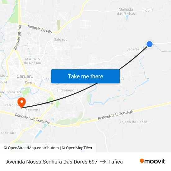 Avenida Nossa Senhora Das Dores 697 to Fafica map