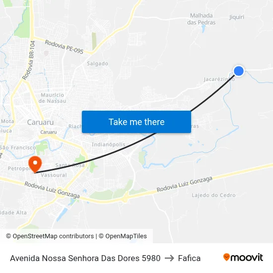 Avenida Nossa Senhora Das Dores 5980 to Fafica map