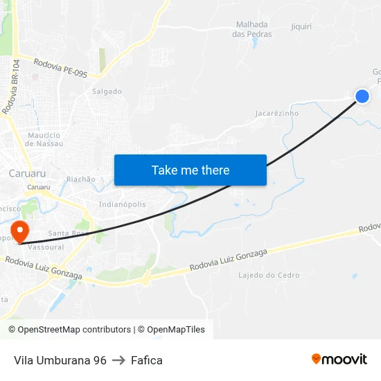 Vila Umburana 96 to Fafica map