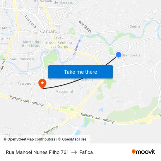 Rua Manoel Nunes Filho 761 to Fafica map