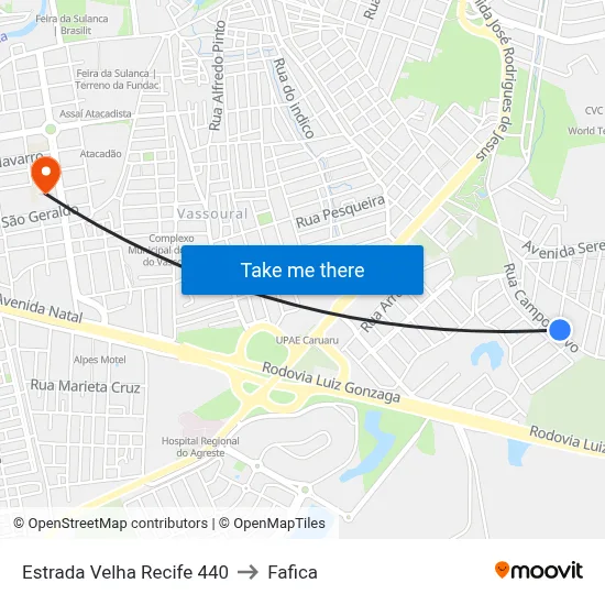 Estrada Velha Recife 440 to Fafica map