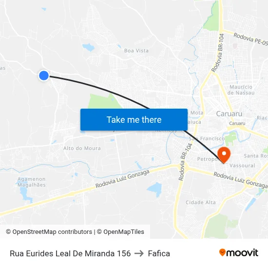 Rua Eurides Leal De Miranda 156 to Fafica map