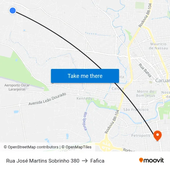 Rua José Martins Sobrinho 380 to Fafica map