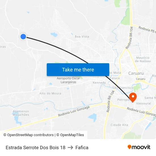 Estrada Serrote Dos Bois 18 to Fafica map