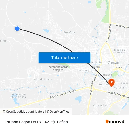 Estrada Lagoa Do Exú 42 to Fafica map