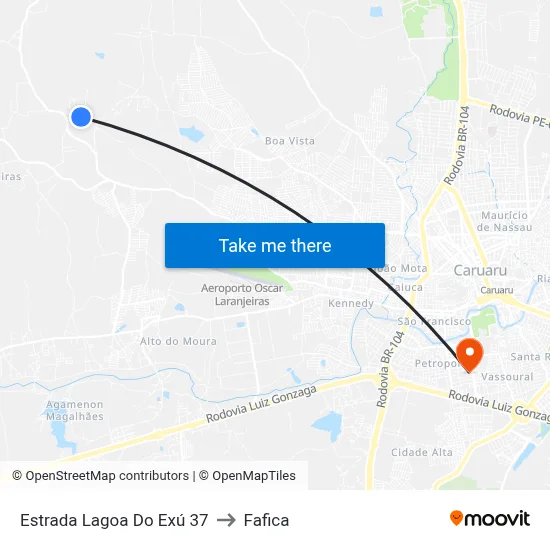 Estrada Lagoa Do Exú 37 to Fafica map