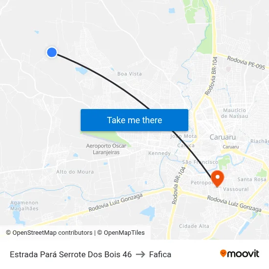 Estrada Pará Serrote Dos Bois 46 to Fafica map