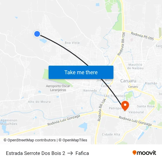 Estrada Serrote Dos Bois 2 to Fafica map