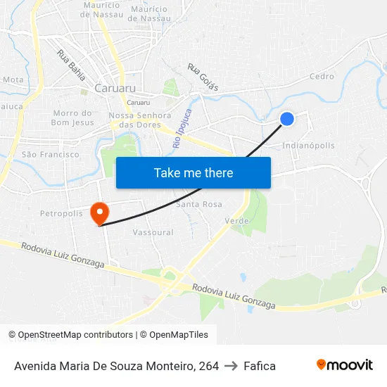 Avenida Maria De Souza Monteiro, 264 to Fafica map