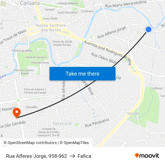 Rua Alferes Jorge, 958-962 to Fafica map