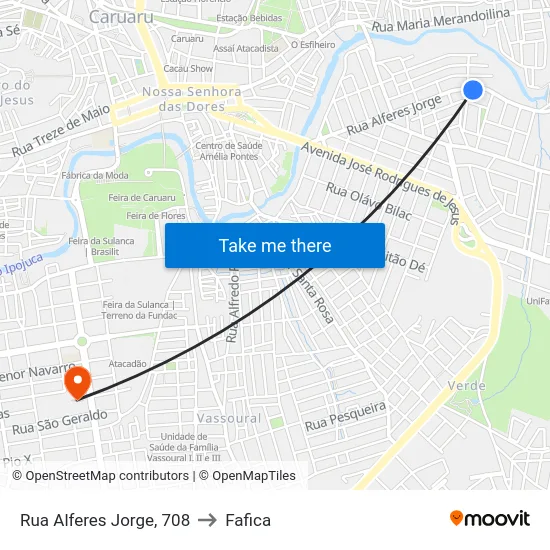 Rua Alferes Jorge, 708 to Fafica map