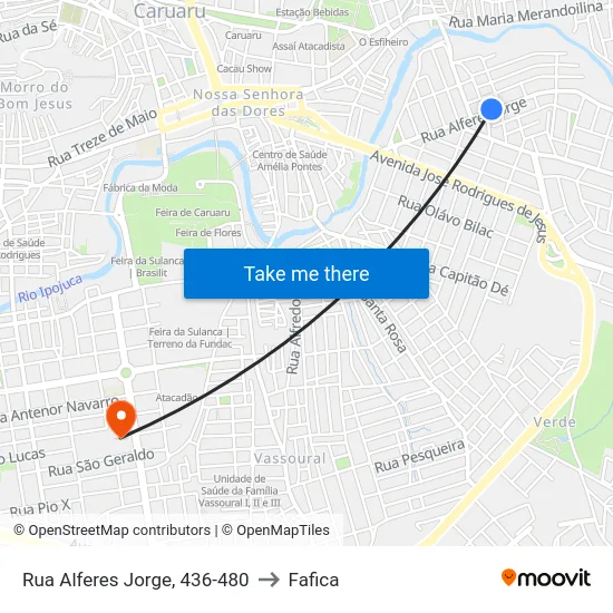 Rua Alferes Jorge, 436-480 to Fafica map