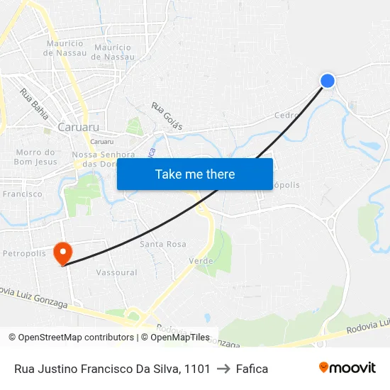 Rua Justino Francisco Da Silva, 1101 to Fafica map