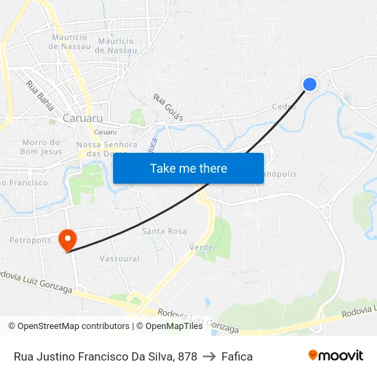 Rua Justino Francisco Da Silva, 878 to Fafica map