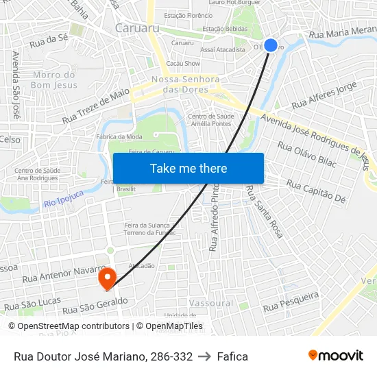 Rua Doutor José Mariano, 286-332 to Fafica map