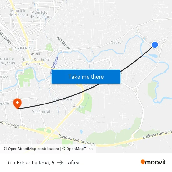 Rua Edgar Feitosa, 6 to Fafica map