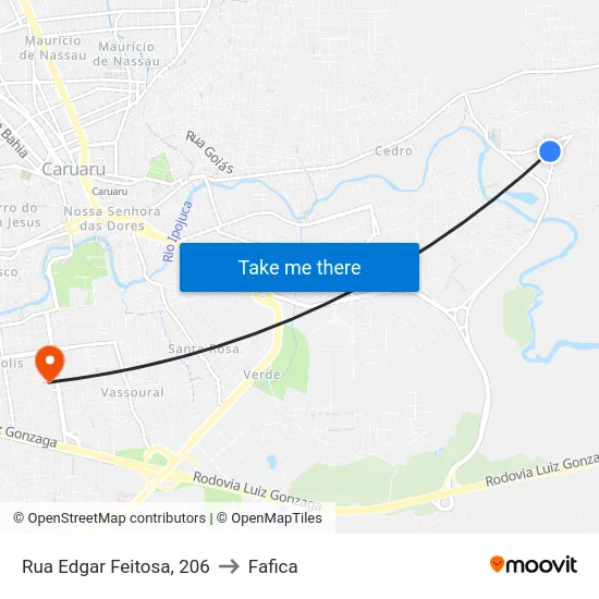 Rua Edgar Feitosa, 206 to Fafica map