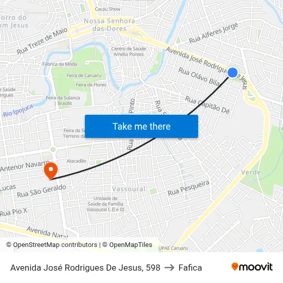 Avenida José Rodrigues De Jesus, 598 to Fafica map