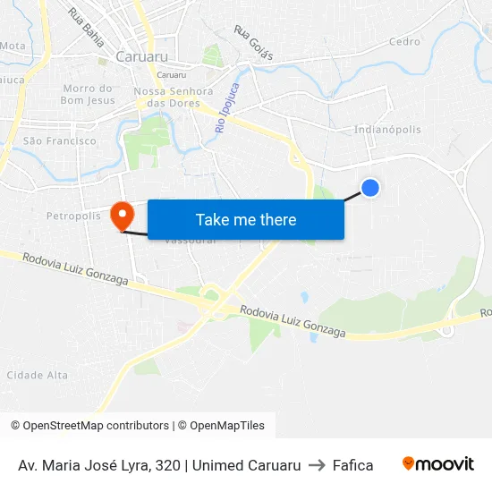 Av. Maria José Lyra, 320 | Unimed Caruaru to Fafica map