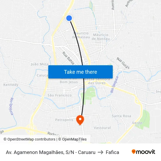 Av. Agamenon Magalhães, S/N - Caruaru to Fafica map