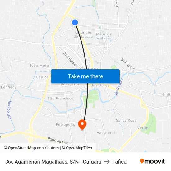 Av. Agamenon Magalhães, S/N - Caruaru to Fafica map