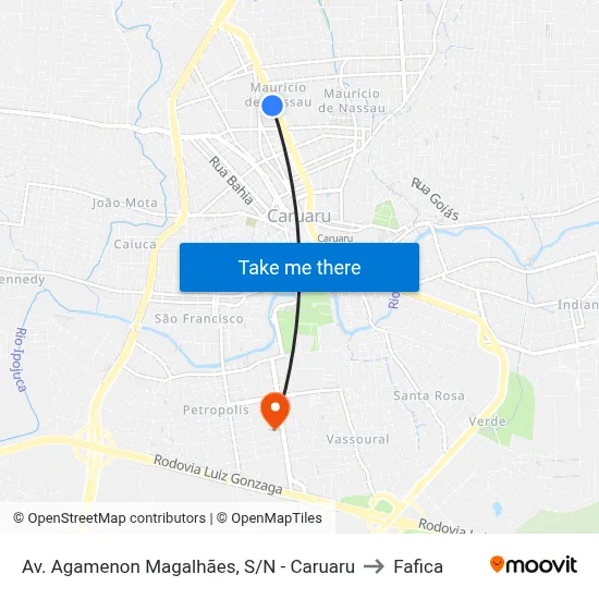 Av. Agamenon Magalhães, S/N - Caruaru to Fafica map