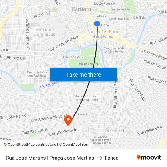 Rua José Martins | Praça José Martins to Fafica map
