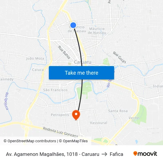 Av. Agamenon Magalhães, 1018 - Caruaru to Fafica map