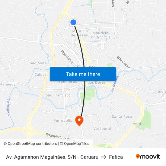 Av. Agamenon Magalhães, S/N - Caruaru to Fafica map