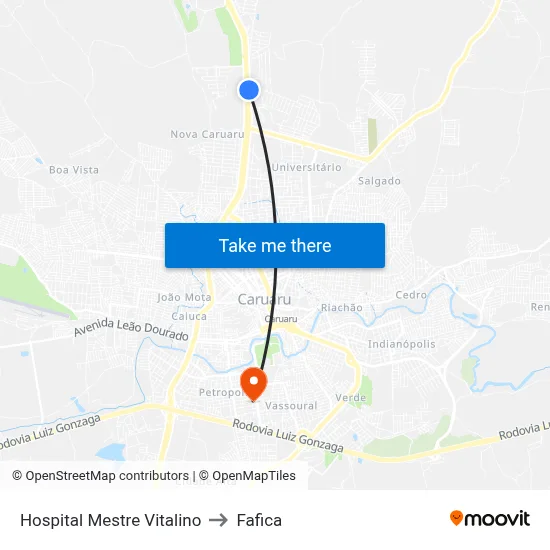 Hospital Mestre Vitalino to Fafica map