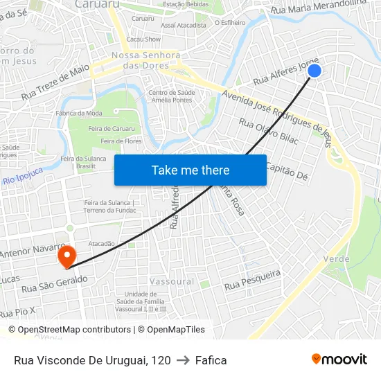 Rua Visconde De Uruguai, 120 to Fafica map