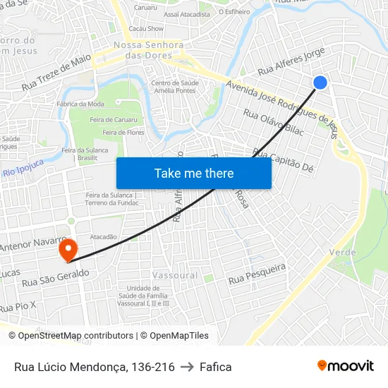 Rua Lúcio Mendonça, 136-216 to Fafica map